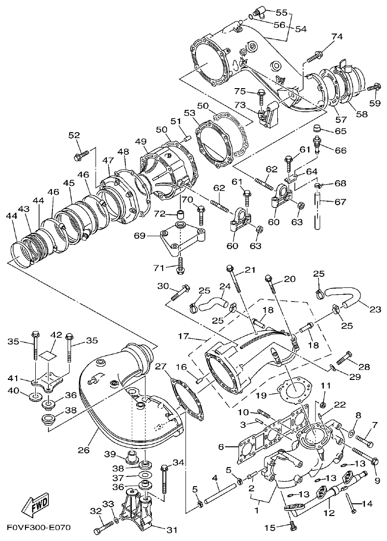 Yamaha A1 EXHAUST 1 parts diagram